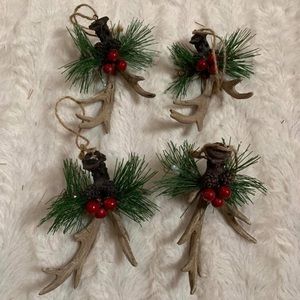 Set of (4) Deer 🦌 Antler Ornaments